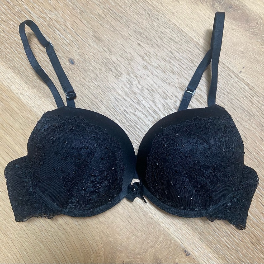 Aerie Limited Edition Black Rhinestones Push-up Bra